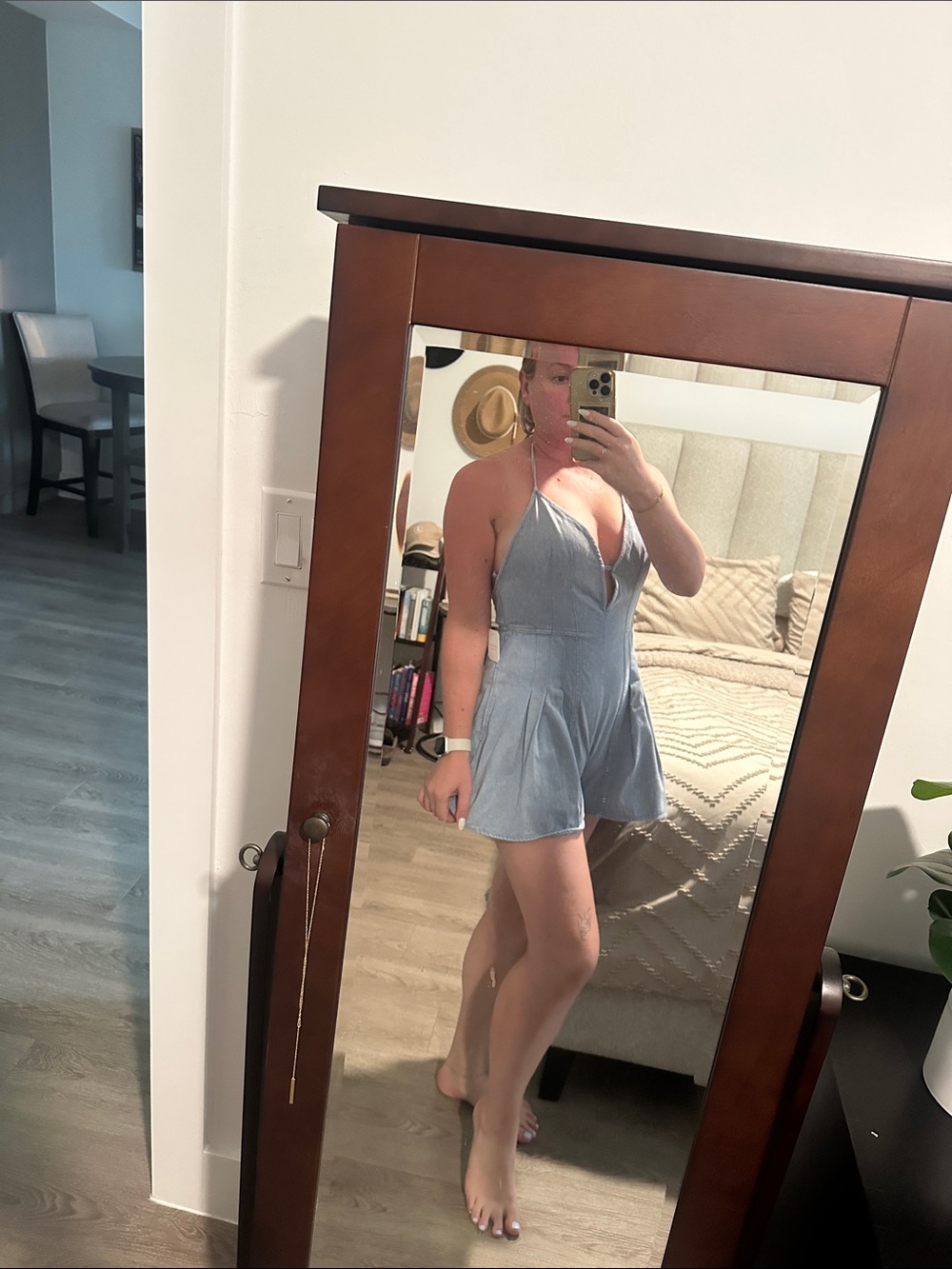 Altar'd State Light Blue Halter Romper
